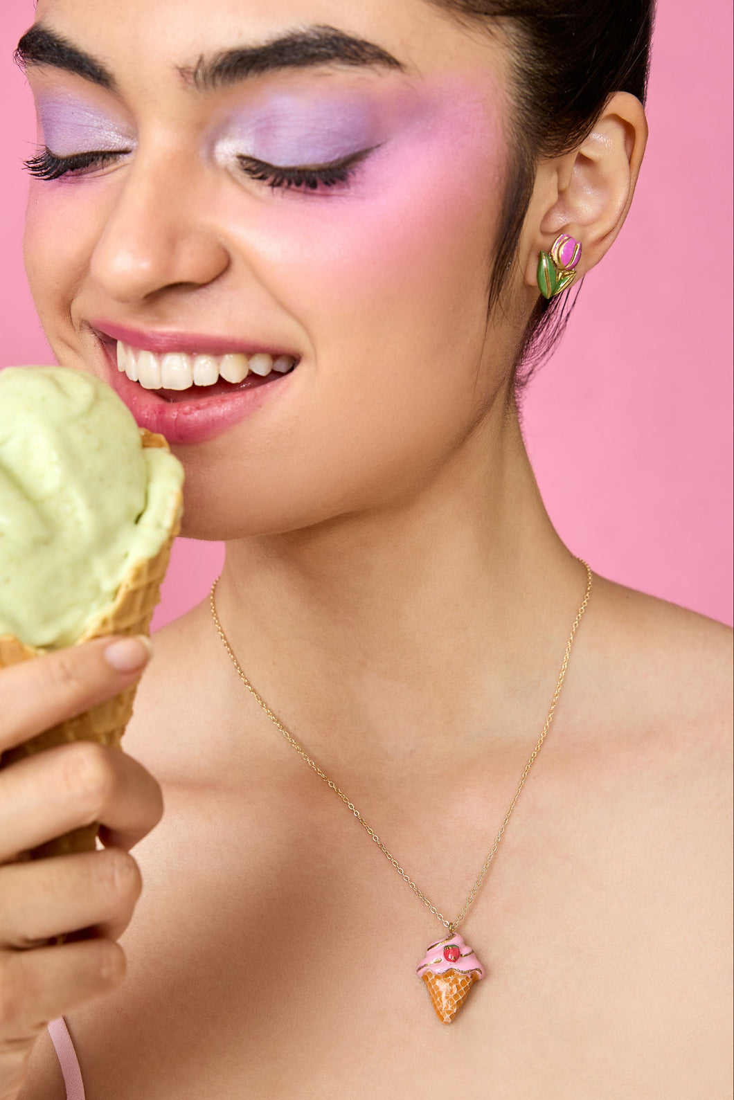 Strawberry Soft Serve Necklace