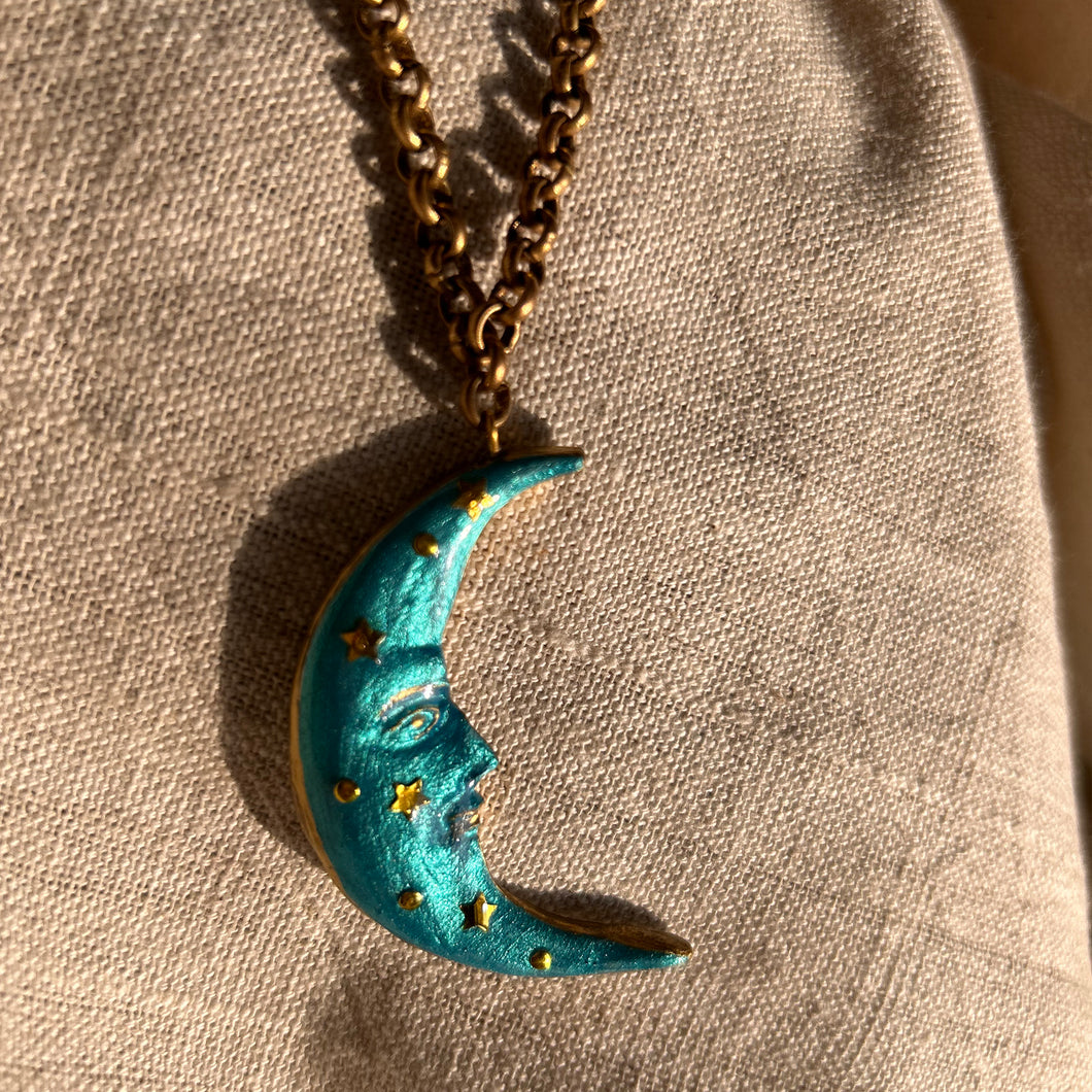 Teal Moon-Star Necklace